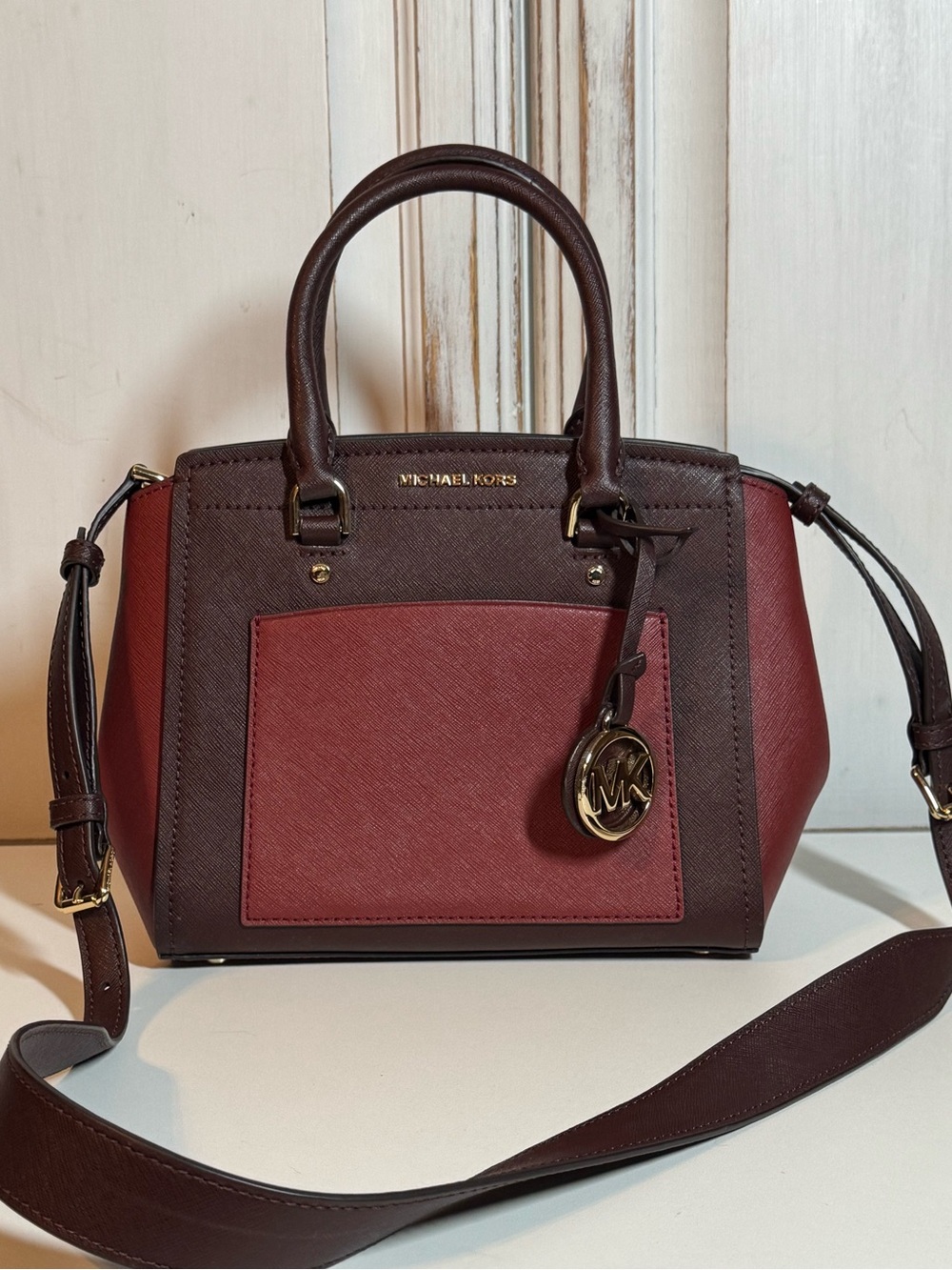 Michael Kors Park Two-tone Saffiano Leather Satchel